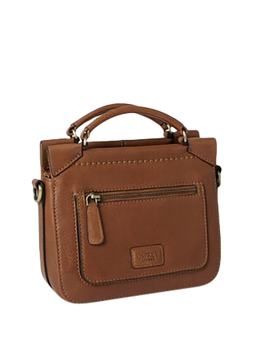 Product image 3 of 5, which shows OSPREY LONDON Oxford Leather Micro Crossbody Bag, Tan