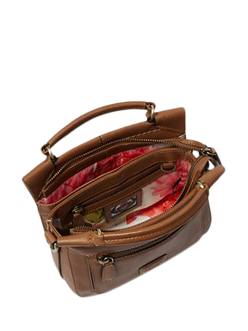 Product image 5 of 5, which shows OSPREY LONDON Oxford Leather Micro Crossbody Bag, Tan