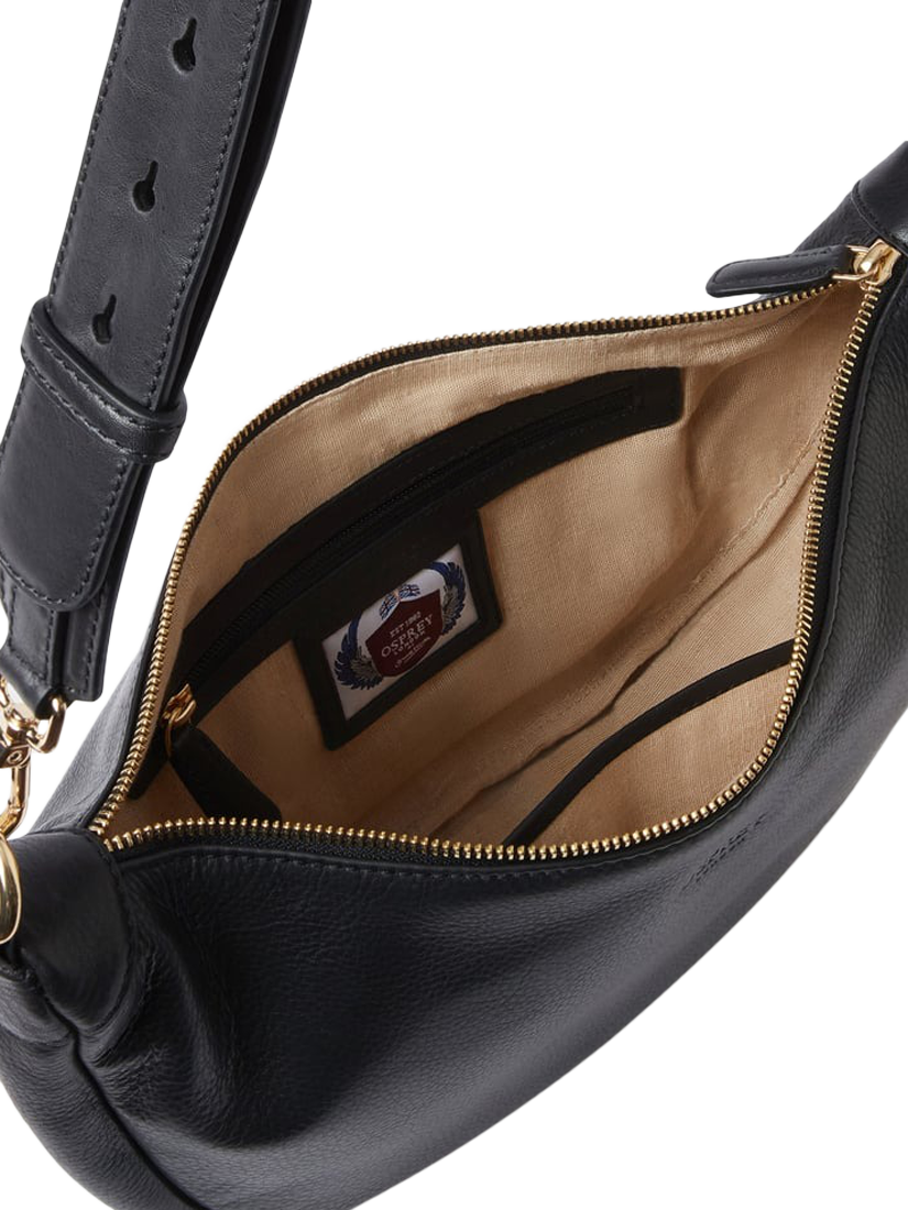 Product image 5 of 5, which shows OSPREY LONDON Oxford Leather Sling Bag, Black
