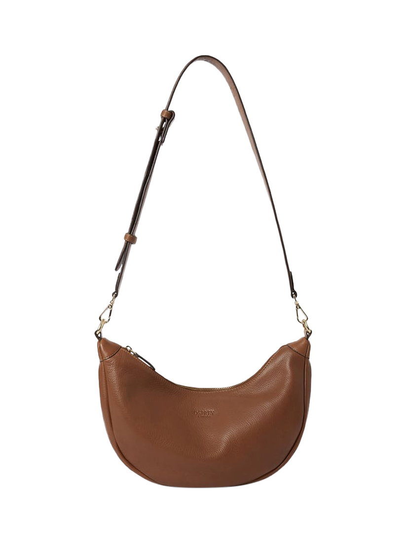 Product image 3 of 5, which shows OSPREY LONDON Oxford Leather Sling Bag, Tan