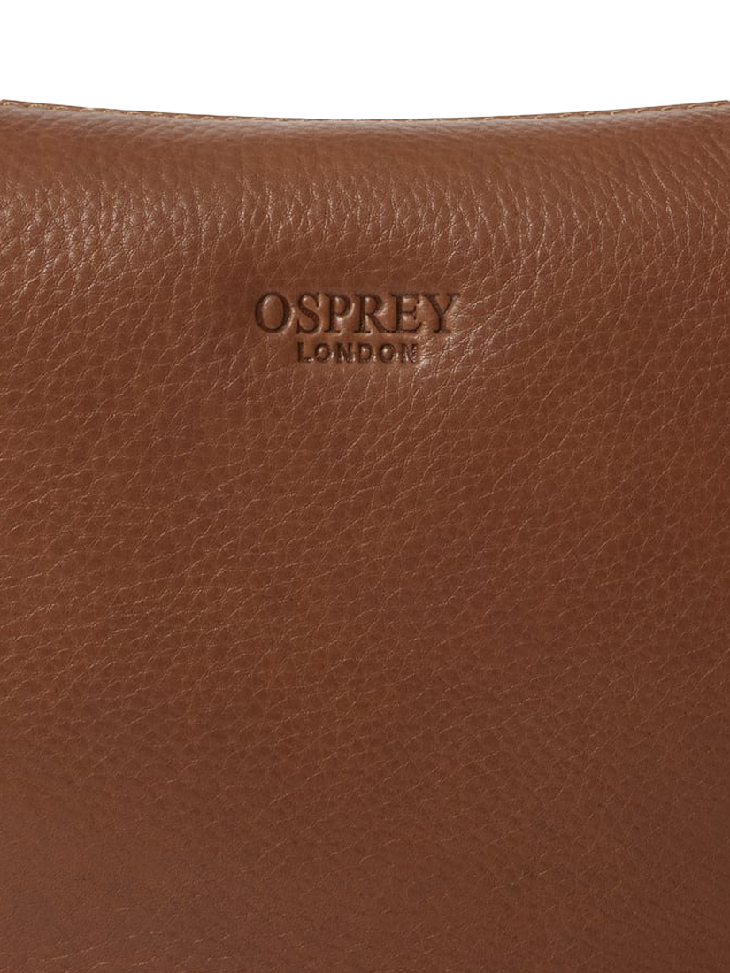 Product image 4 of 5, which shows OSPREY LONDON Oxford Leather Sling Bag, Tan