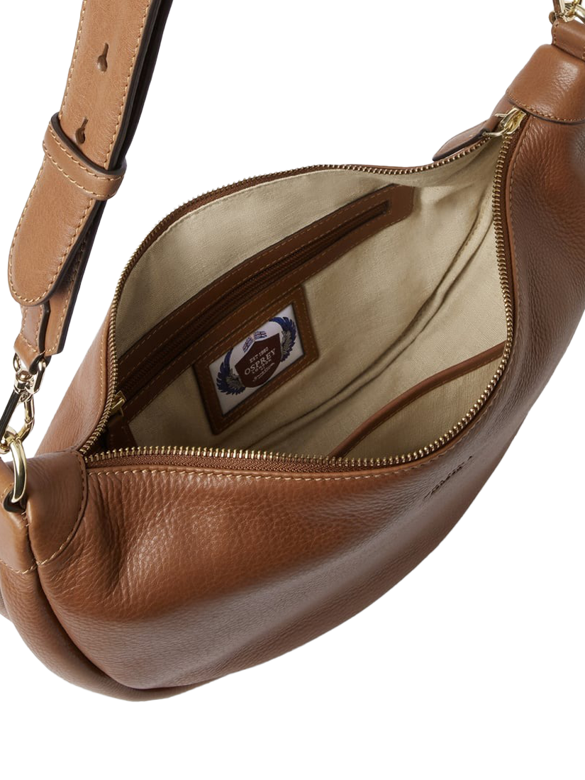 Product image 5 of 5, which shows OSPREY LONDON Oxford Leather Sling Bag, Tan