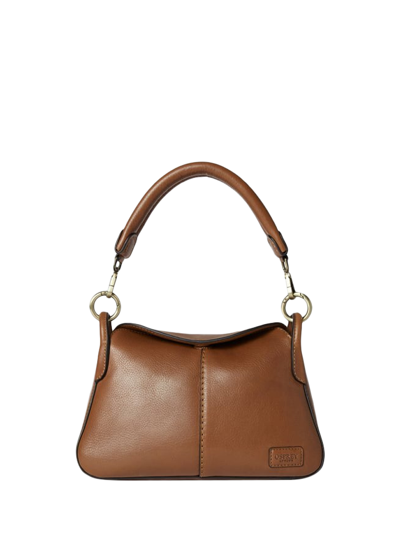 Product image 1 of 5, which shows OSPREY LONDON Oxford Leather Small Shoulder Bag, Tan