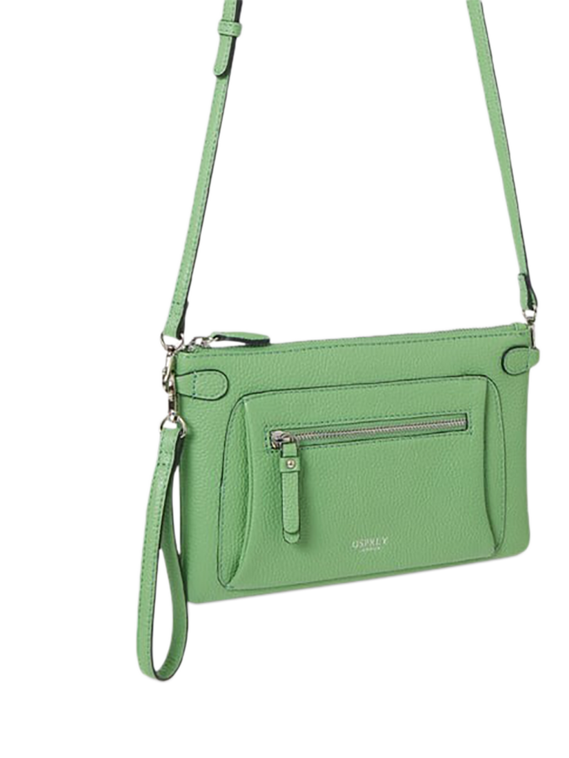 Product image 2 of 5, which shows OSPREY LONDON Ruby Leather Crossbody Clutch, Apple
