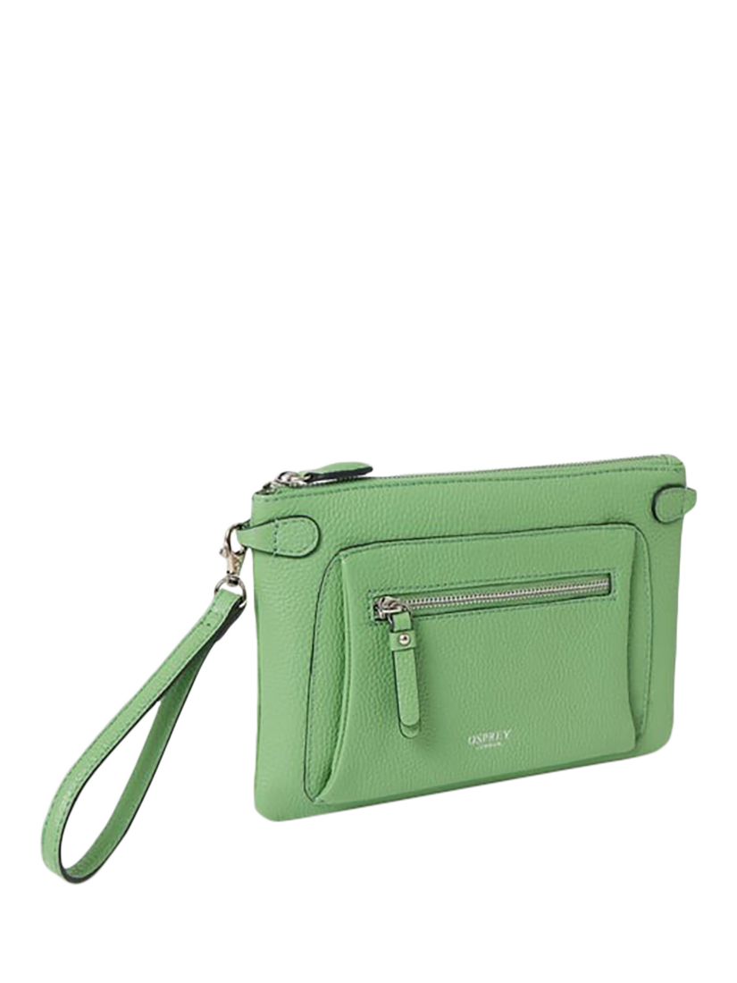 Product image 3 of 5, which shows OSPREY LONDON Ruby Leather Crossbody Clutch, Apple