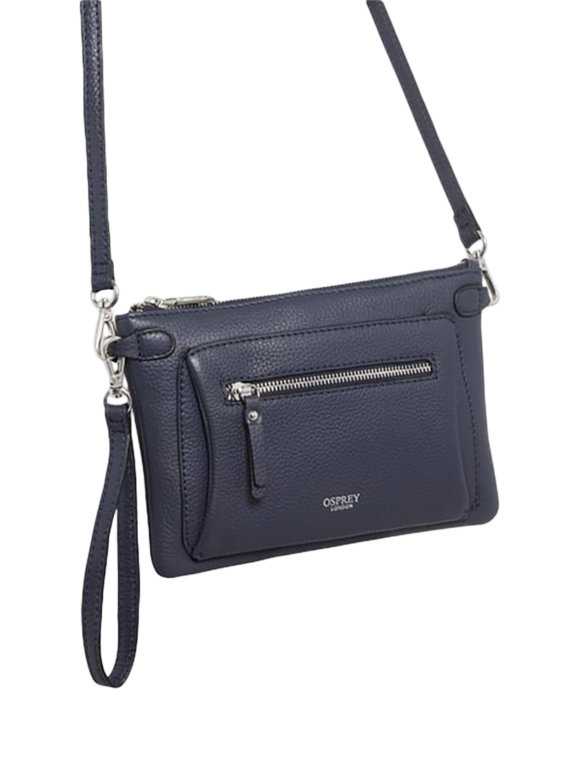 Product image 2 of 4, which shows OSPREY LONDON Ruby Leather Crossbody Clutch, Navy