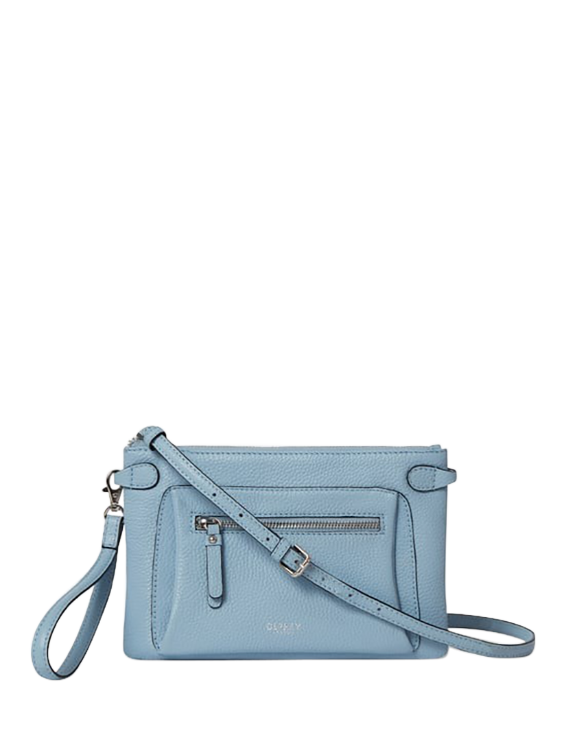 Product image 1 of 5, which shows OSPREY LONDON Ruby Leather Crossbody Clutch, Pale Blue