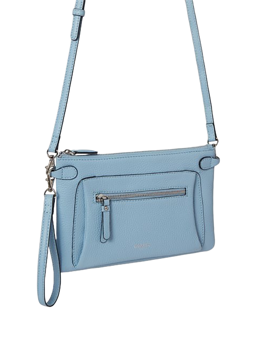 Product image 2 of 5, which shows OSPREY LONDON Ruby Leather Crossbody Clutch, Pale Blue