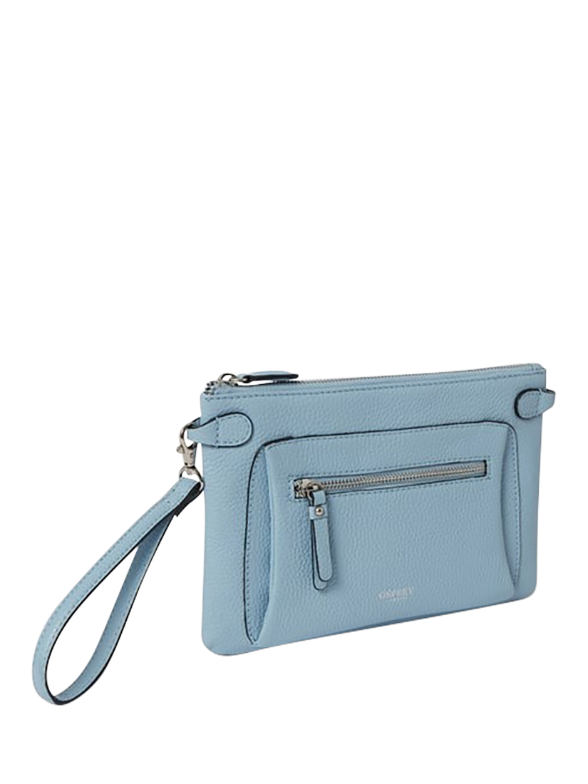 Product image 3 of 5, which shows OSPREY LONDON Ruby Leather Crossbody Clutch, Pale Blue