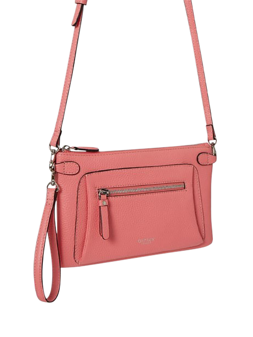 Product image 2 of 5, which shows OSPREY LONDON Ruby Leather Crossbody Clutch, Peach