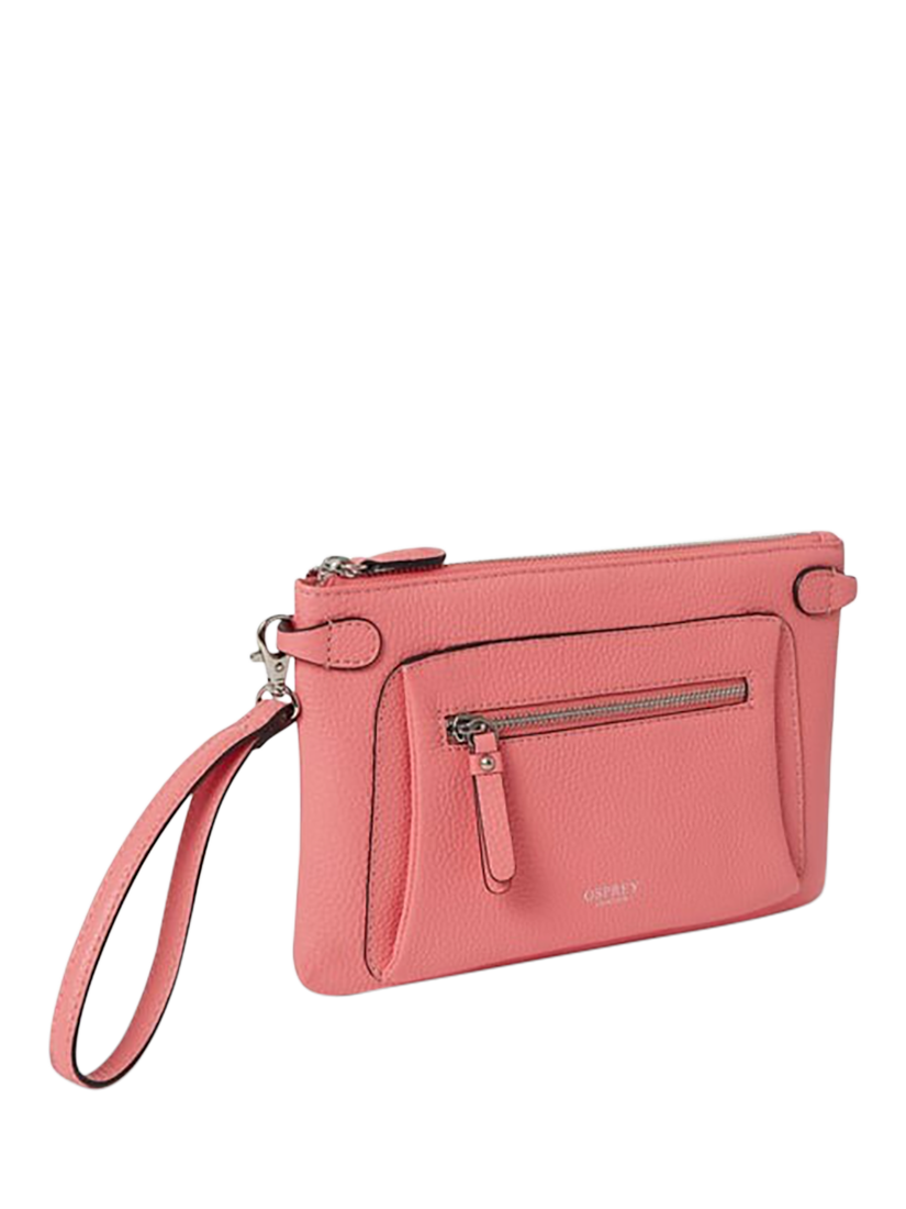 Product image 3 of 5, which shows OSPREY LONDON Ruby Leather Crossbody Clutch, Peach