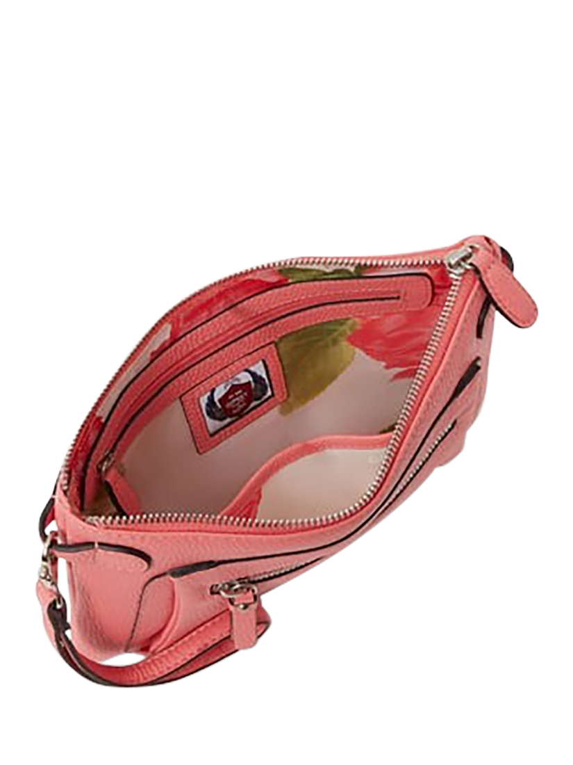 Product image 5 of 5, which shows OSPREY LONDON Ruby Leather Crossbody Clutch, Peach