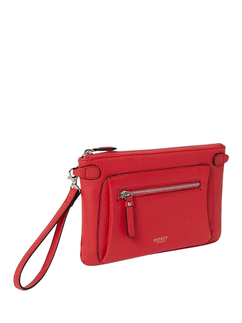 Product image 3 of 5, which shows OSPREY LONDON Ruby Leather Crossbody Clutch, Red
