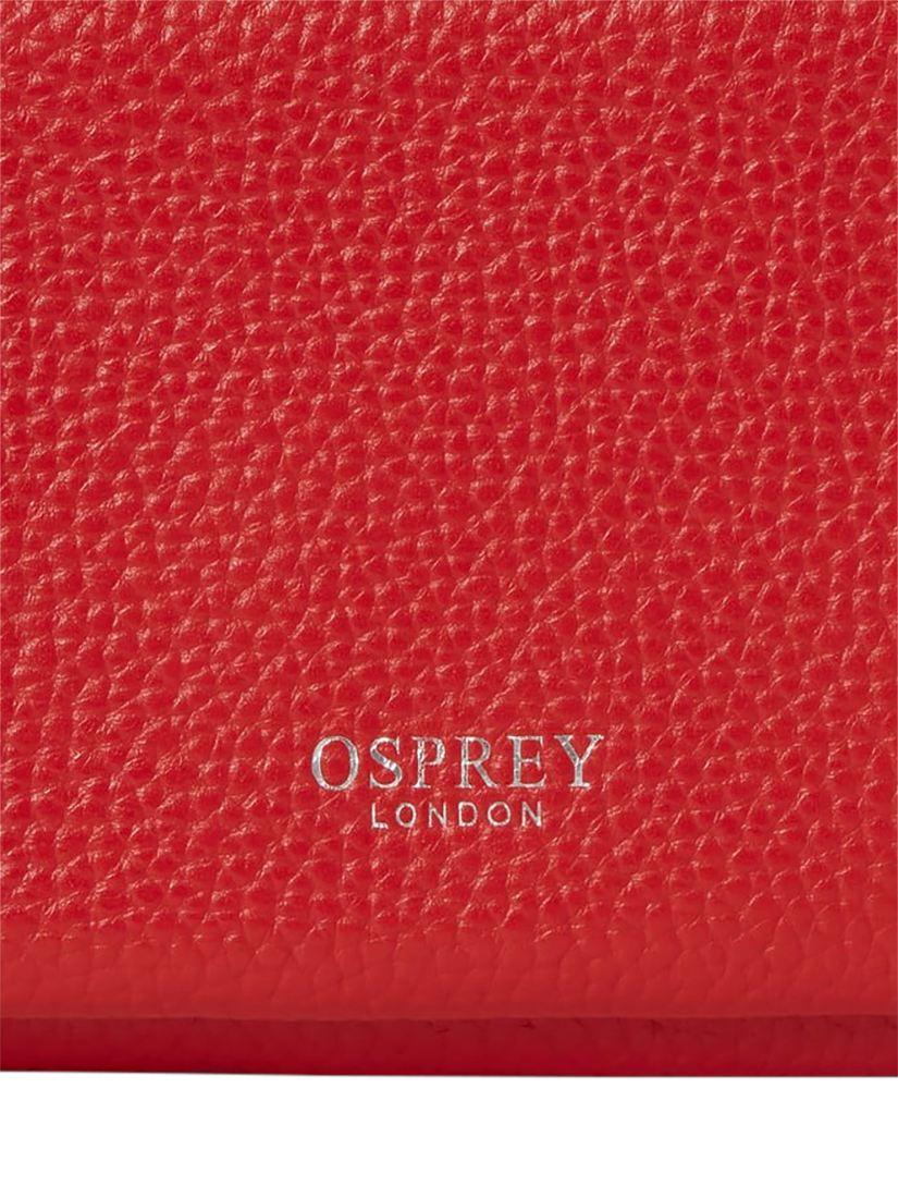 Product image 4 of 5, which shows OSPREY LONDON Ruby Leather Crossbody Clutch, Red