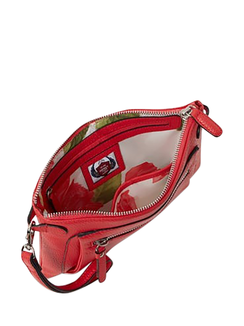 Product image 5 of 5, which shows OSPREY LONDON Ruby Leather Crossbody Clutch, Red