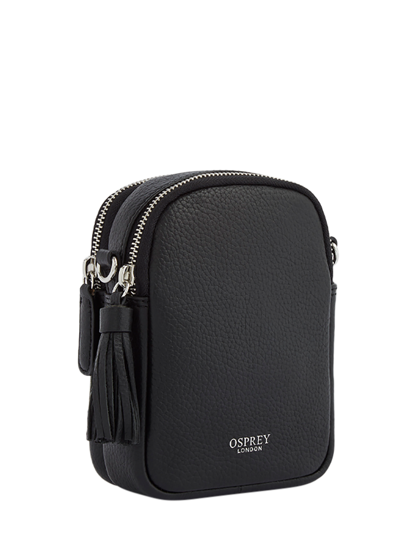 Product image 3 of 6, which shows OSPREY LONDON Stella Leather Phone Bag, Black