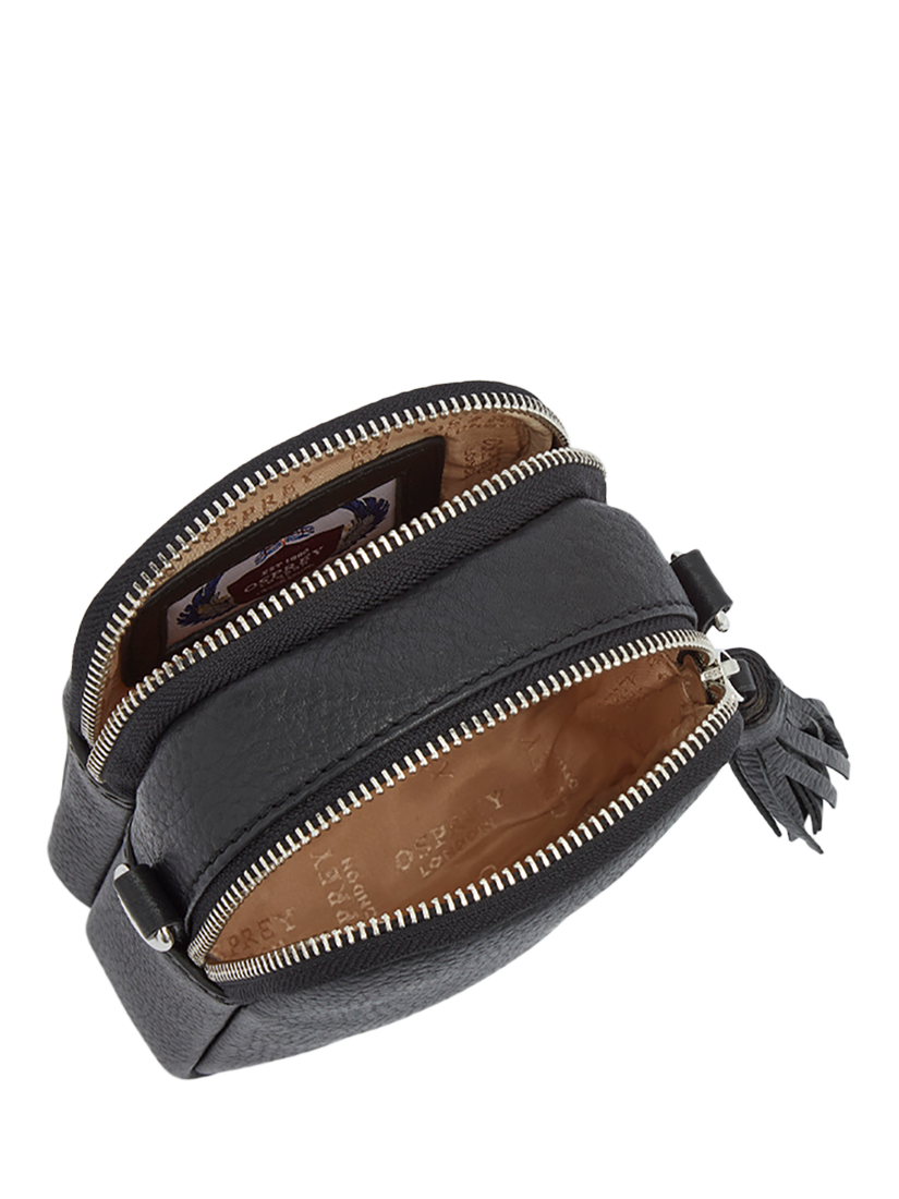 Product image 5 of 6, which shows OSPREY LONDON Stella Leather Phone Bag, Black