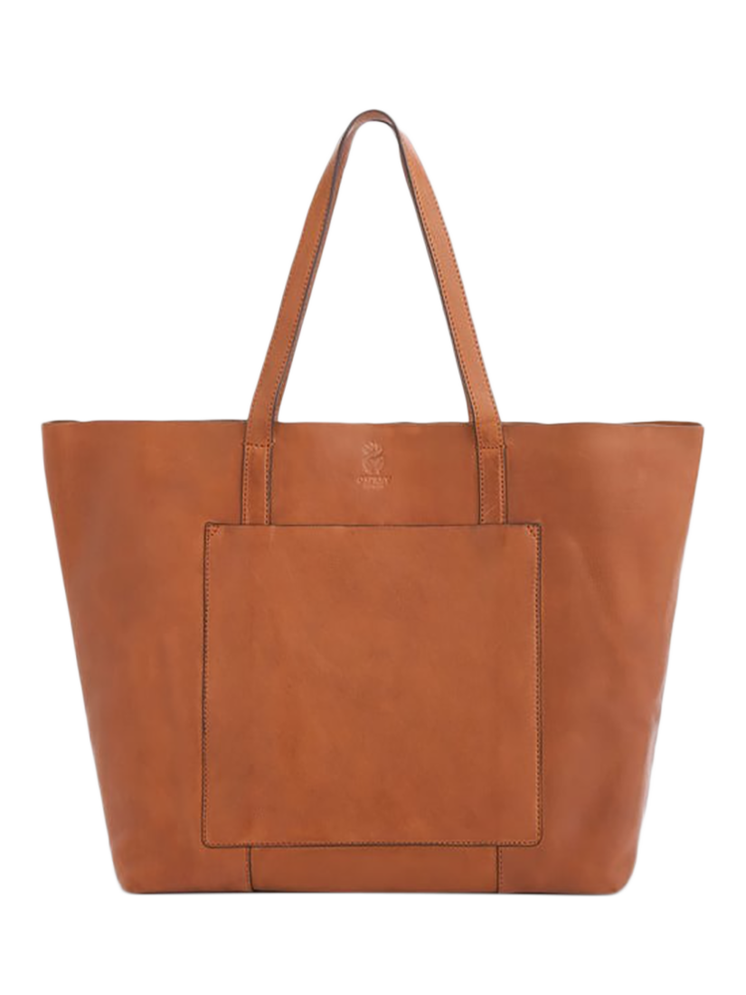 Product image 1 of 5, which shows OSPREY LONDON Santa Fe Leather Tote Bag, Tan