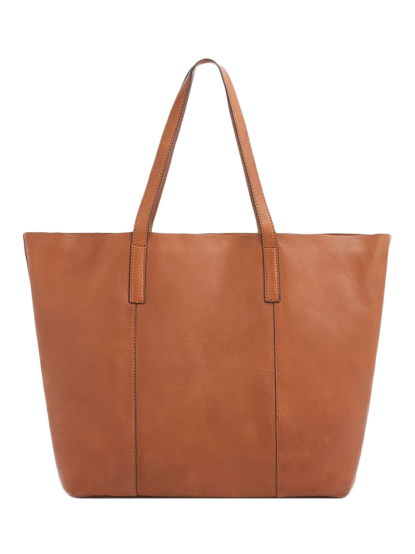 Product image 2 of 5, which shows OSPREY LONDON Santa Fe Leather Tote Bag, Tan