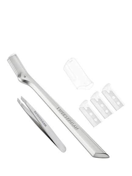 Tweezerman Brow Razor and Mini Slant Tweezer Set, 
