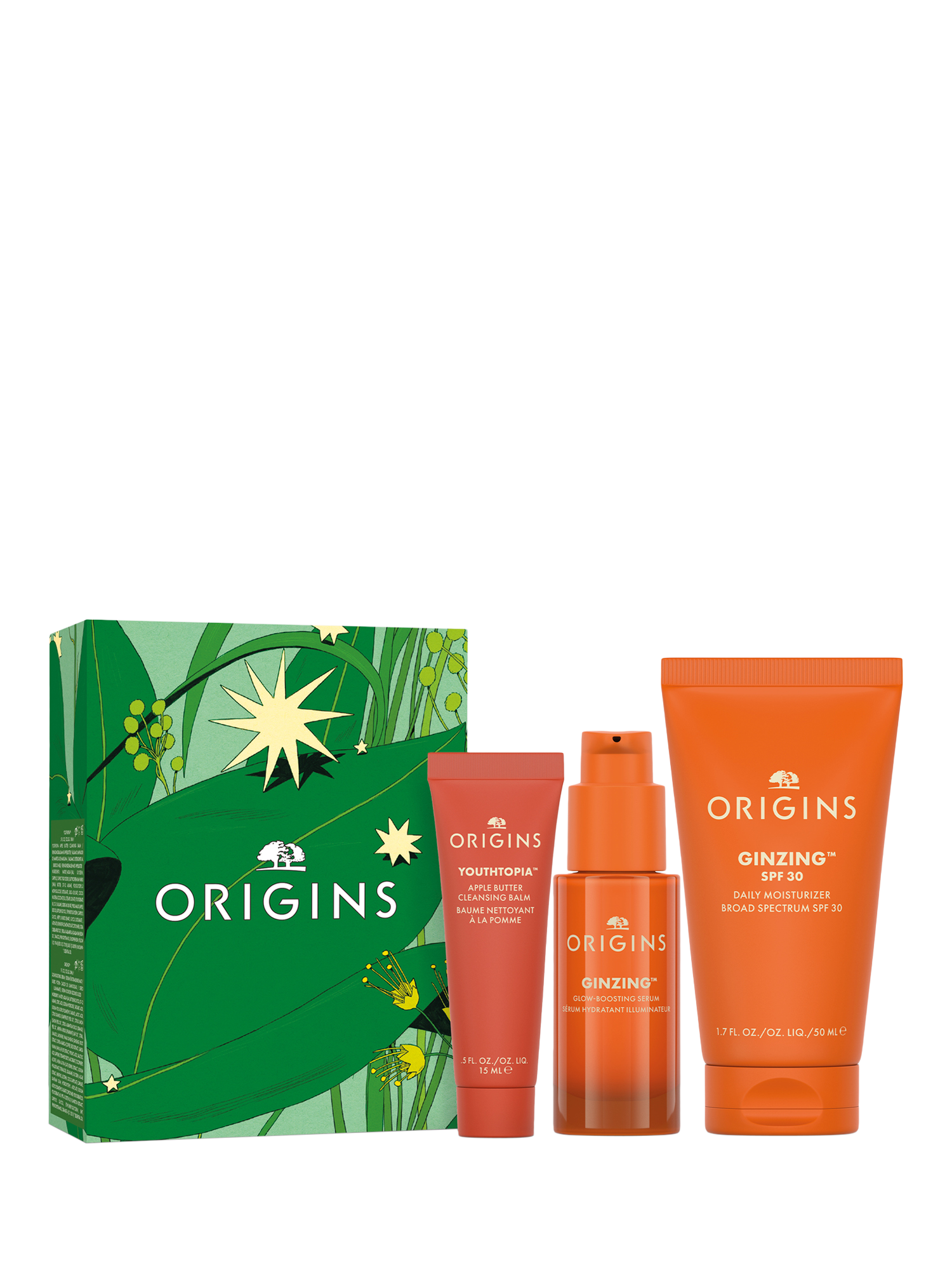 Product image 1 of 1, which shows Origins Cleanse Brighten & Protect Skincare Gift Set