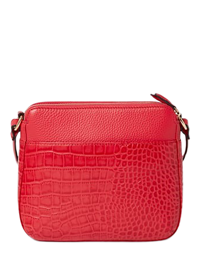 Product image 2 of 5, which shows OSPREY LONDON Kellie Croc Leather Crossbody Bag, Red