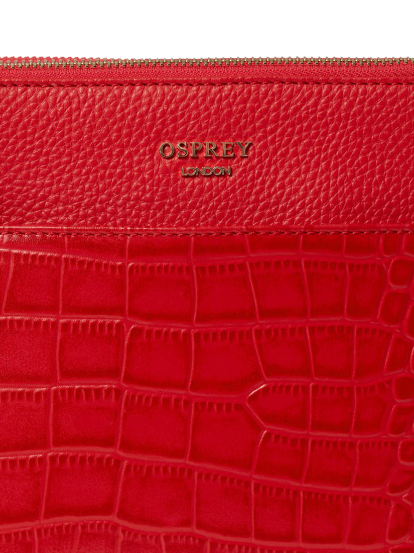 Product image 4 of 5, which shows OSPREY LONDON Kellie Croc Leather Crossbody Bag, Red
