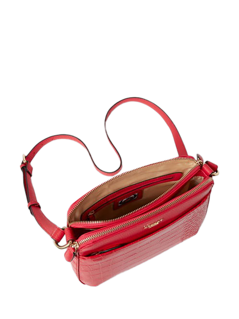 Product image 5 of 5, which shows OSPREY LONDON Kellie Croc Leather Crossbody Bag, Red