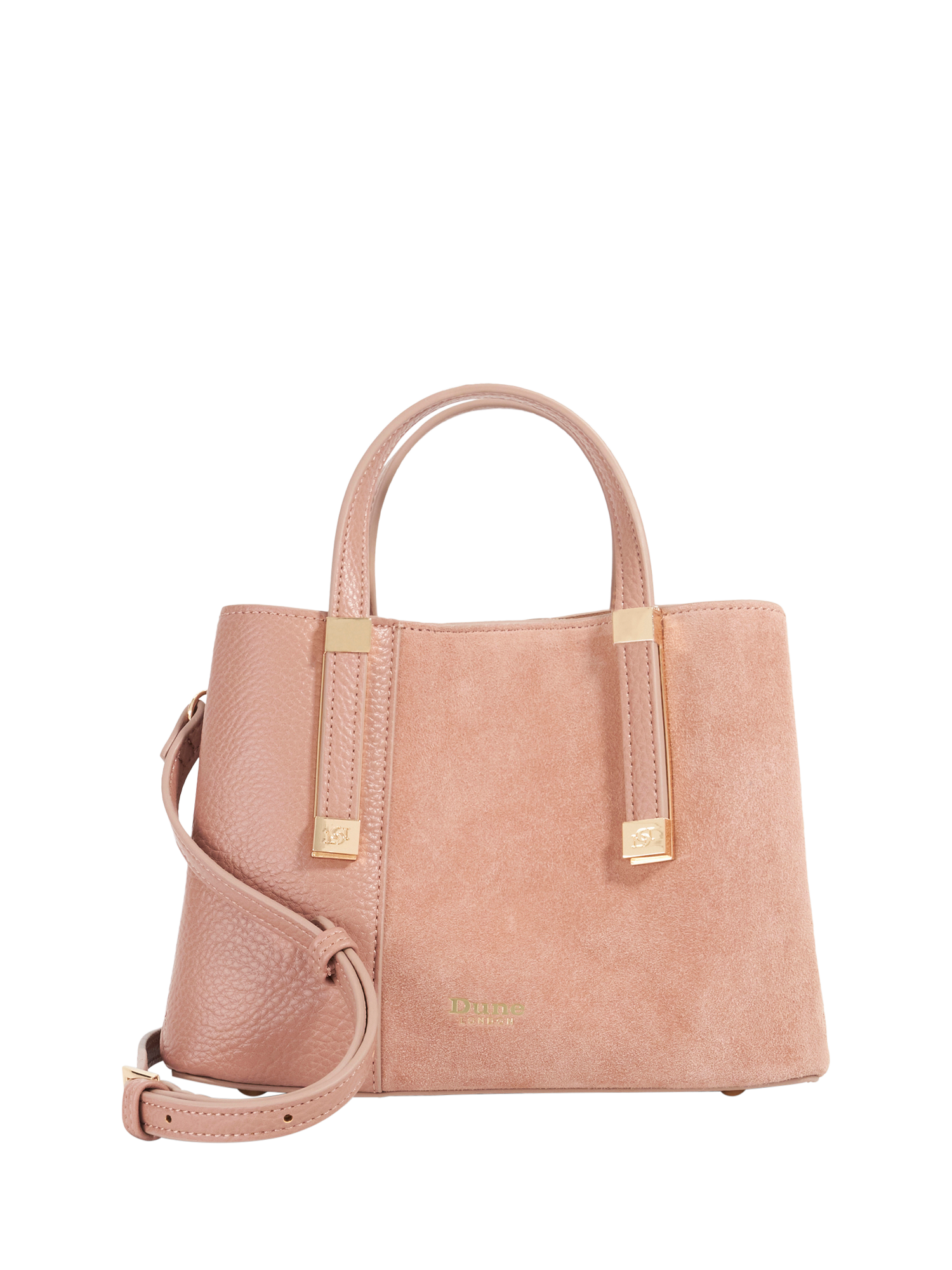 Product image 1 of 6, which shows Dune London Dinkydorry Suede Blend Tote Bag, Mink