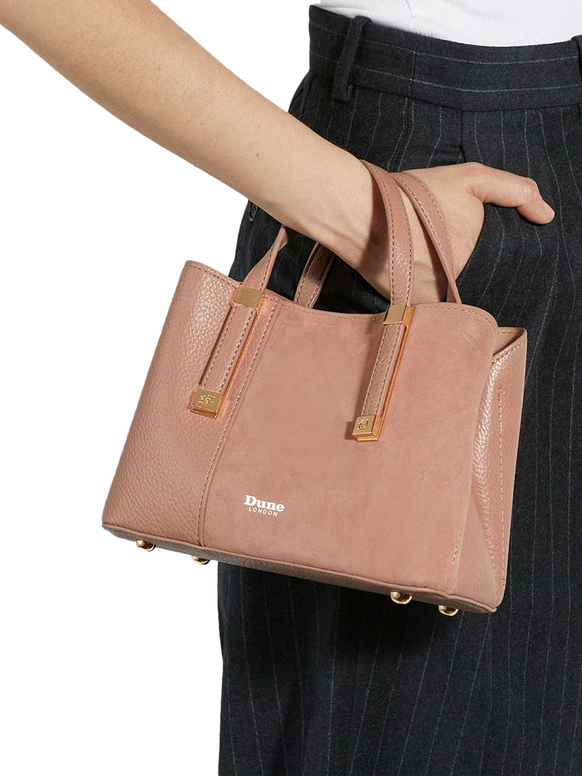 Product image 2 of 6, which shows Dune London Dinkydorry Suede Blend Tote Bag, Mink