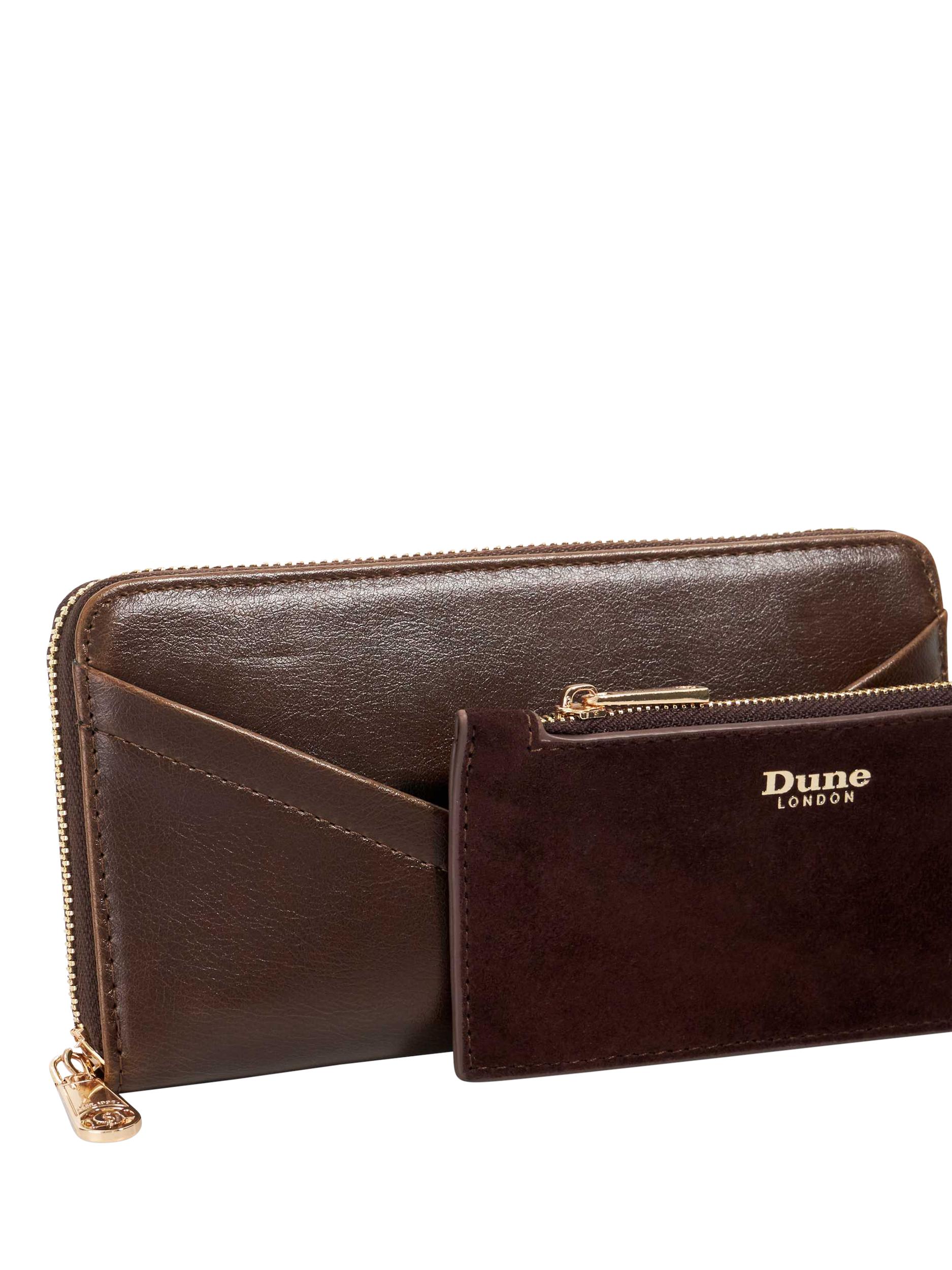 Product image 5 of 5, which shows Dune London Kelbey Hidden Pouch Purse, Dark Brown