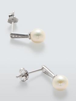 Lido Pave Cubic Zirconia Pearl Stud Earrings, Silver, Silver