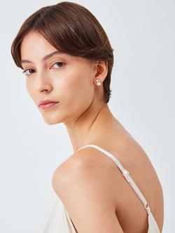 Lido Cubic Zirconia Pearl Stud Earrings, Silver - view 2, Silver