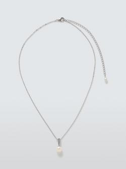 Lido Pave Cubic Zirconia Pearl Pendant, Silver, Silver