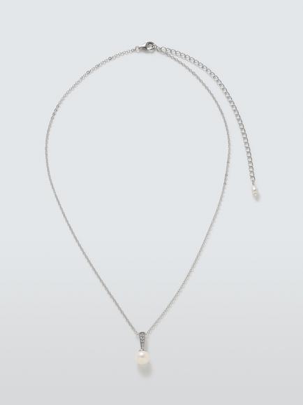 Lido Pave Cubic Zirconia Pearl Pendant, Silver, Silver