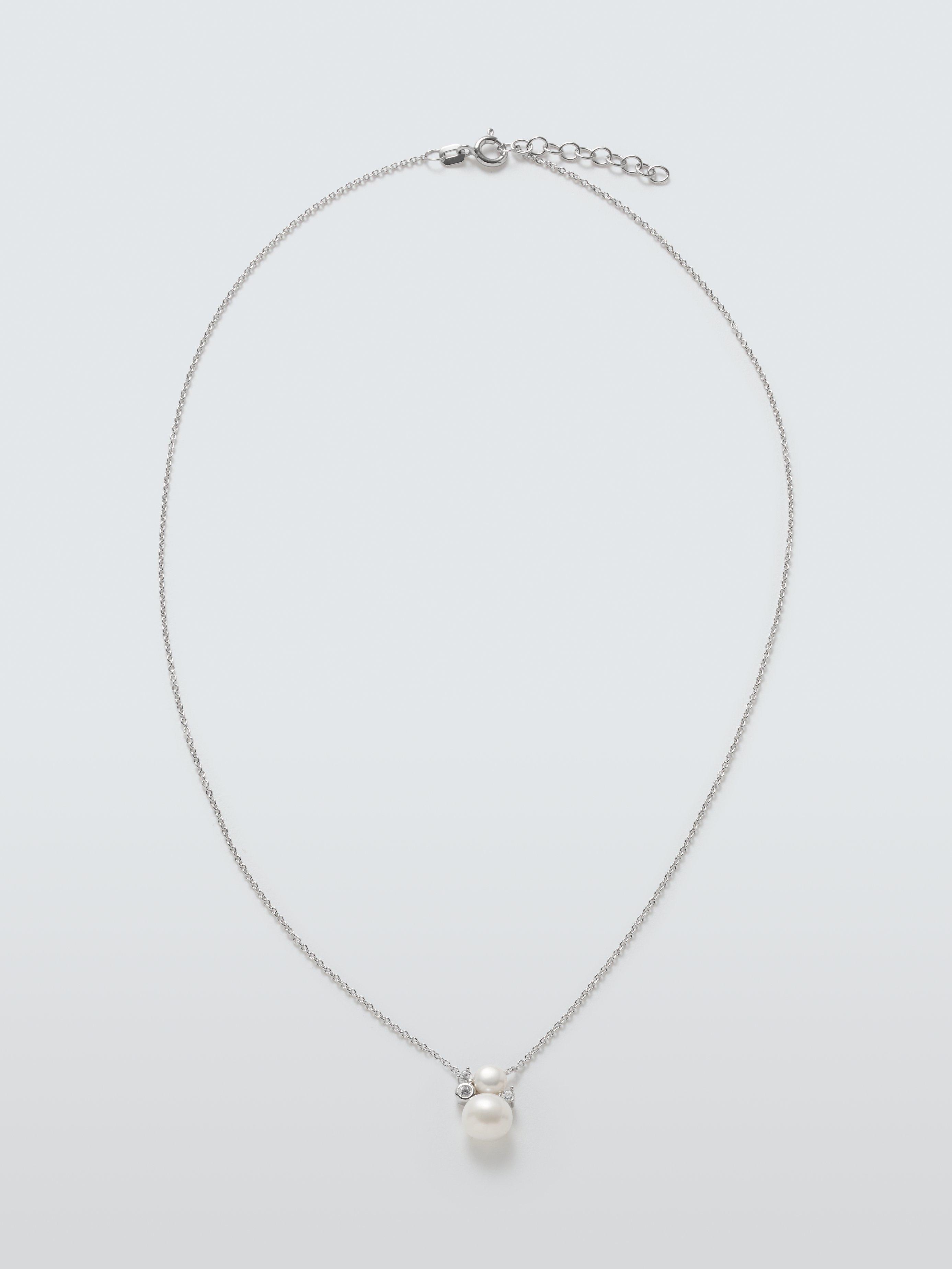 Product image 2 of 5, which shows Lido Cubic Zirconia Double Pearl Pendant, Silver