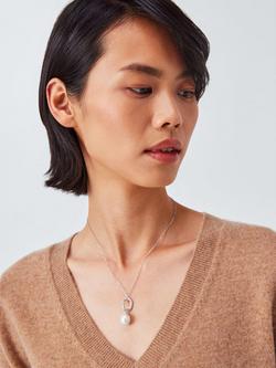 Lido Hammered Open Ring Pearl Pendant, Silver - view 2, Silver