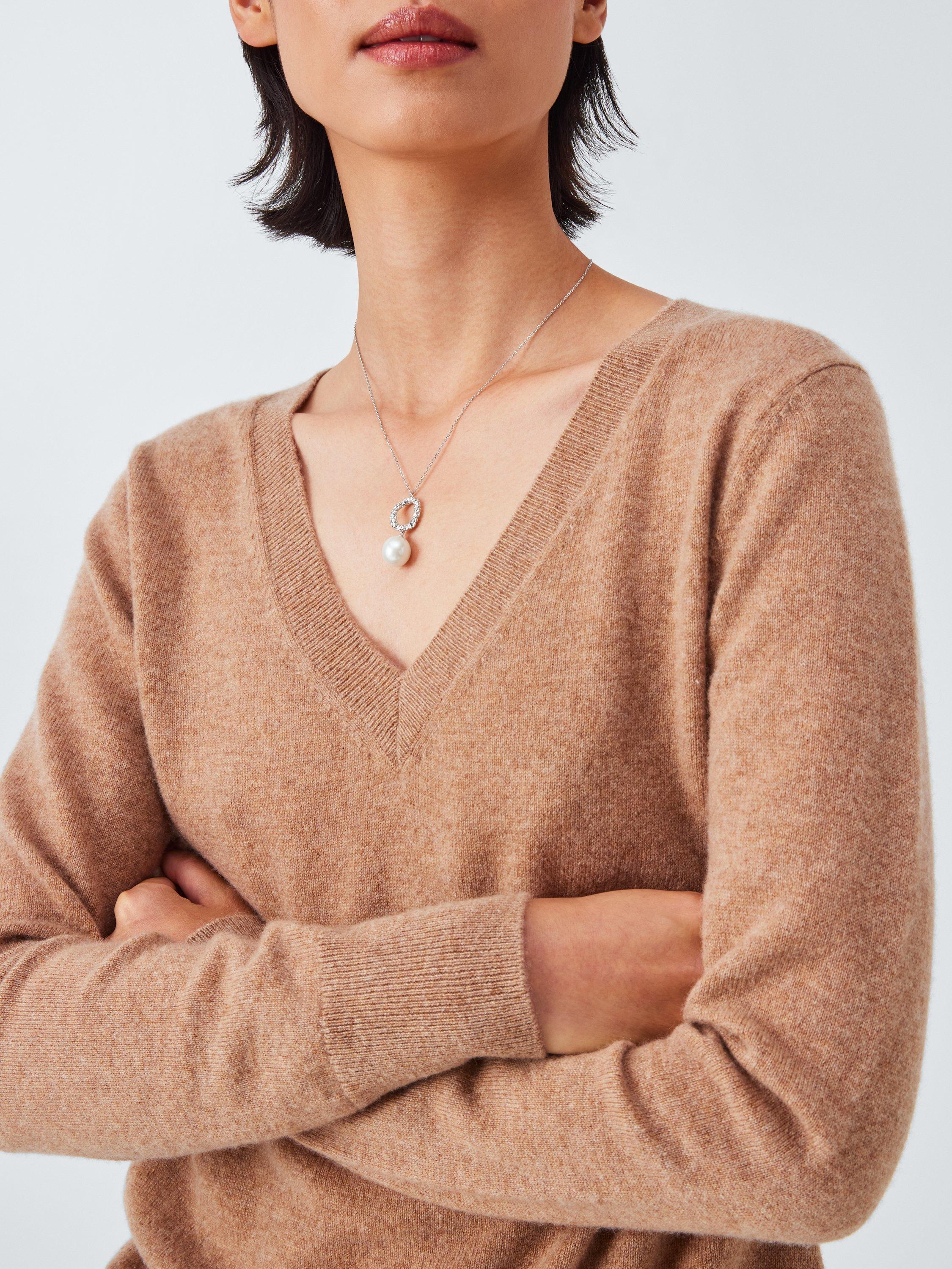 Product image 4 of 5, which shows Lido Hammered Open Ring Pearl Pendant, Silver