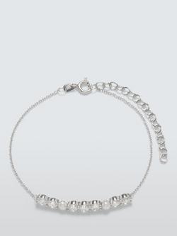 Lido Pearl and Cubic Zirconia Bar Bracelet, Silver, Silver
