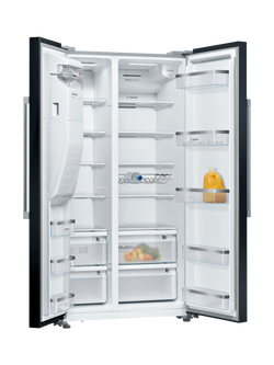 Bosch Series 6 KAD93ABEP Freestanding 65/35 American Style Fridge Freezer, Black - view 2, Black