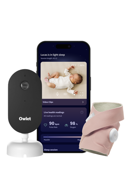 Owlet Dream Duo Sock & Dream Sight Baby Monitor, Rose, Dusty Rose