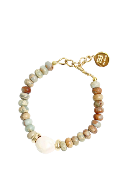By Alona Lottie Bangle, Multi/Gold, Aqua Beads/Pearl