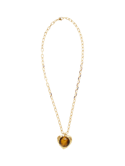 By Alona Freya Tiger's Eye Heart Pendant Necklace, Gold, Gold/Tiger Eye