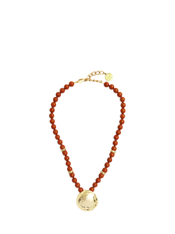 By Alona Nadia Jasper Bead Necklace, Red/Gold, Red/Gold