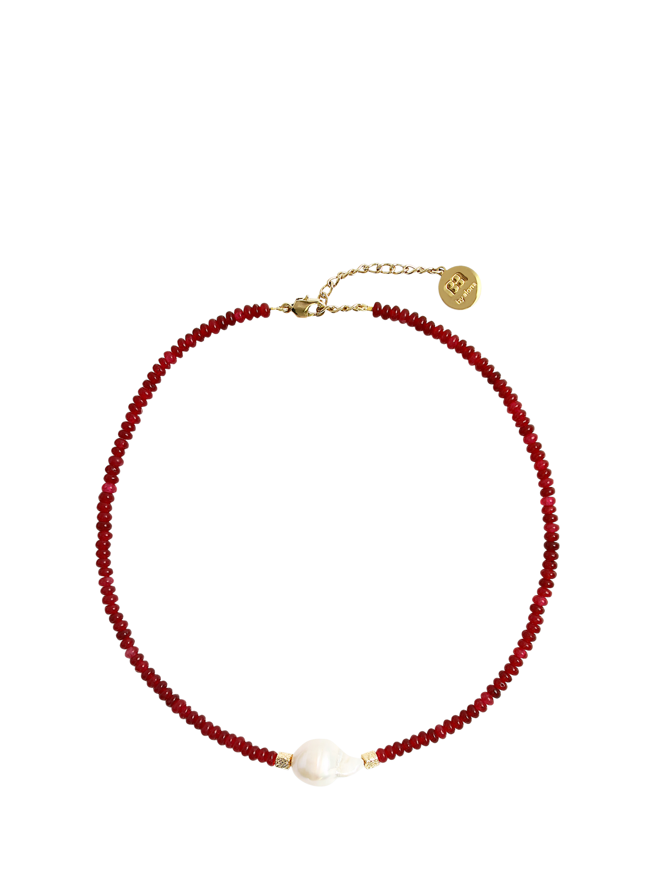 Product image 1 of 3, which shows By Alona Verity Necklace, Red/Gold