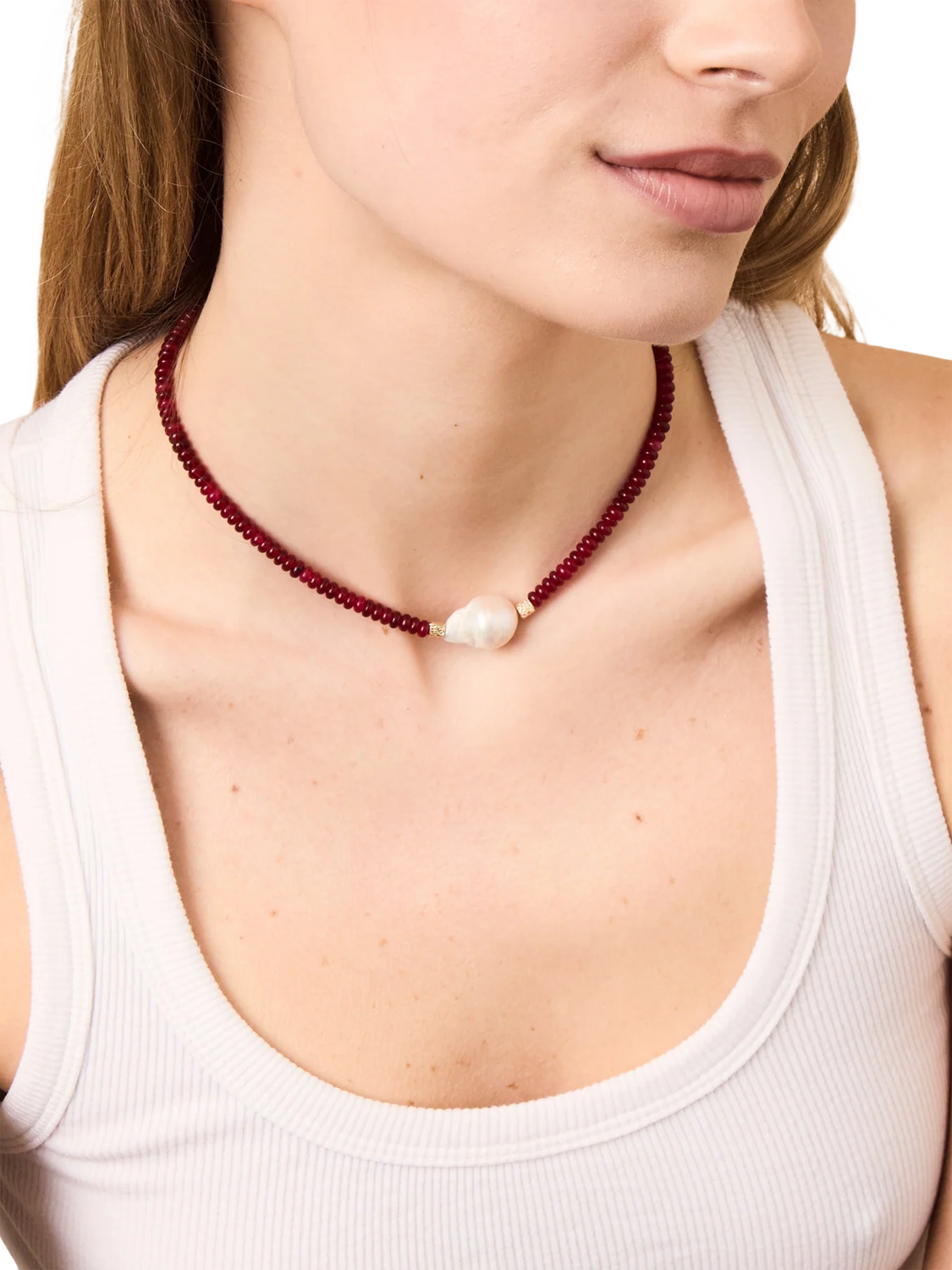 Product image 2 of 3, which shows By Alona Verity Necklace, Red/Gold