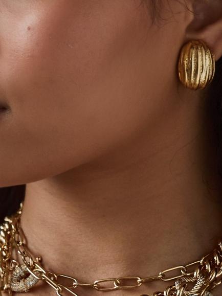 By Alona Athena Demi Hoop Clip Earrings - view 2, Gold