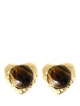 By Alona Eva Tiger's Eye Clip Earrings, Gold
