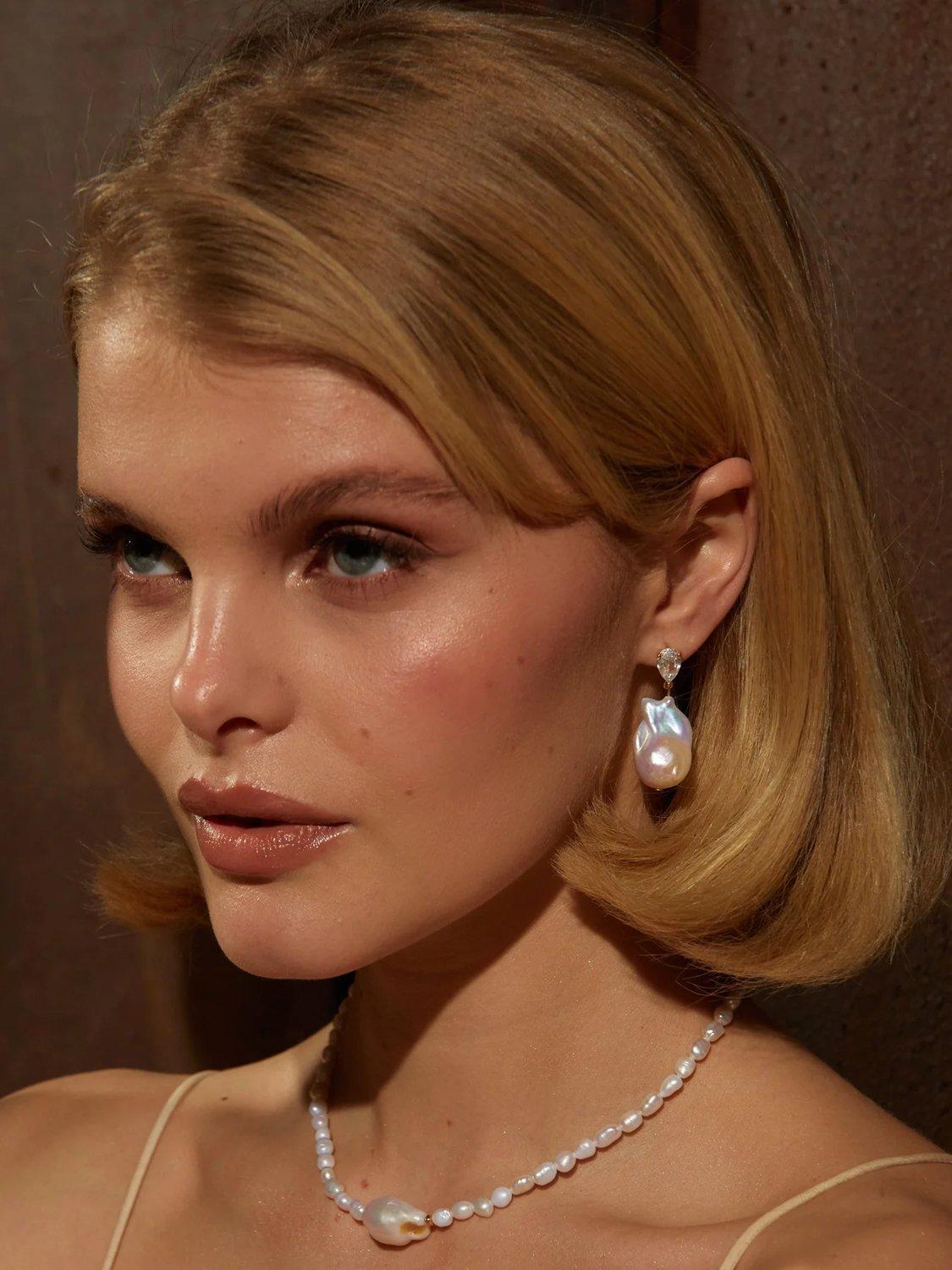 Product image 2 of 4, which shows By Alona Mimi Drop Earrings, Crystal/Pearl