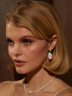 By Alona Mimi Drop Earrings, Crystal/Pearl - view 2, Crystal/Pearl